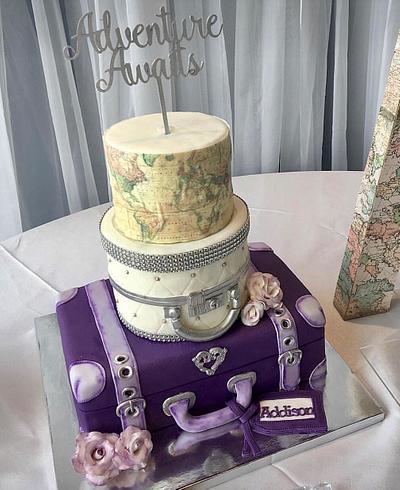 Suitcase/world map baby shower cake - Cake by T Coleman