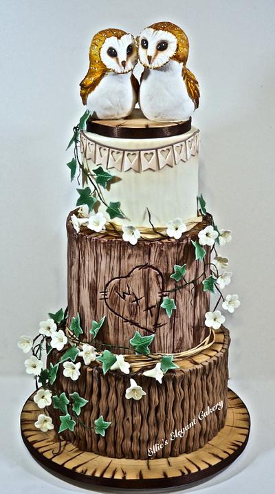 Rustic Owl Wedding Cake - Cake by Ellie @ Ellie's Elegant Cakery