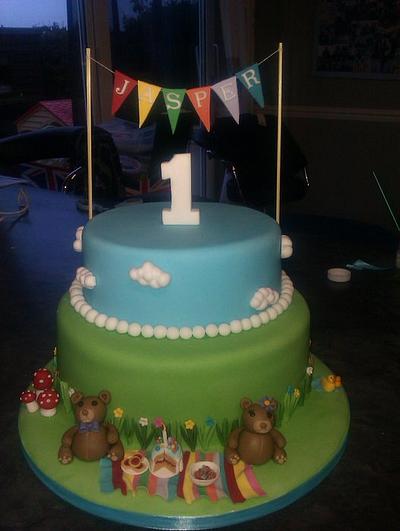 My First Cake - 2 tier teddy bears picnic - Cake by Krumblies Wedding Cakes