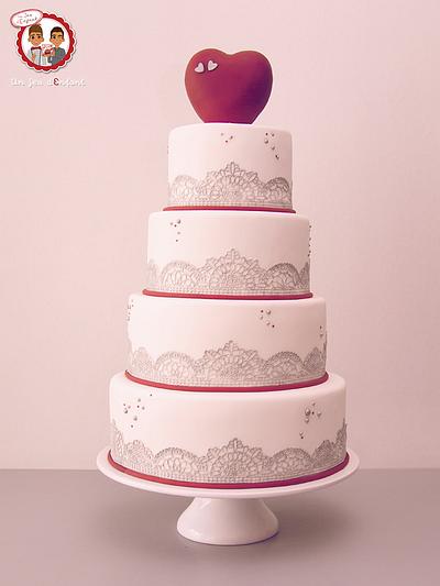 Heart & Lace Silver Wedding  - Cake by CAKE RÉVOL