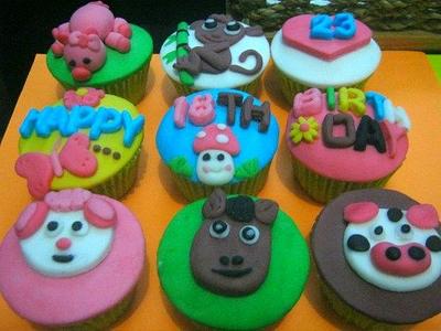 Farm & volleyball themed cupcakes - Cake by susana reyes