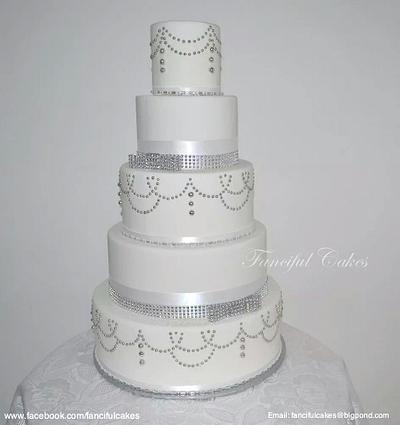 5 tier vintage bling wedding cake - Cake by Fanciful Cakes