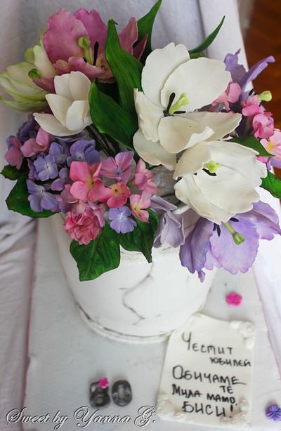 Flowers in a pot - Cake by yannain