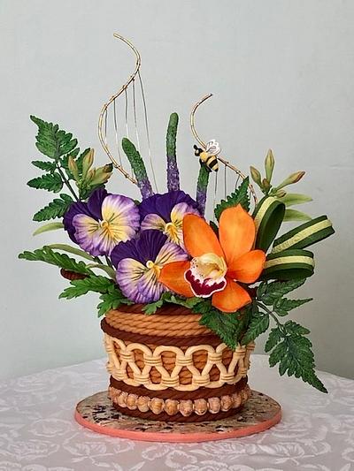 Pansies and orchid - Cake by Patricia M