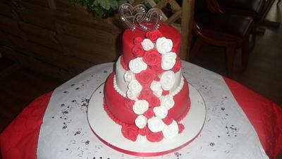red and white rose - Cake by cassie