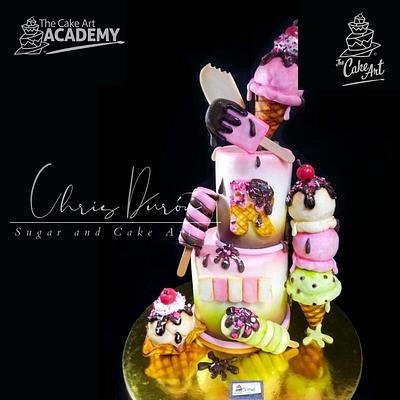 Ice Cream Theme Cake - Cake by Chris Durón from thecakeart.academy