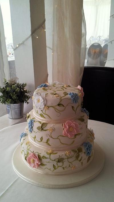 Hand Painted Wedding Cake - Cake by Sarah Poole