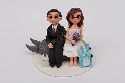 Anime wedding topper (Totoro, bride and groom) - Cake by Starry Delights