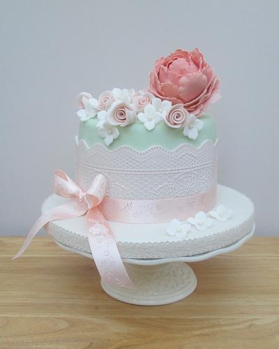 Peonies & Lace - Cake by The Buttercream Pantry