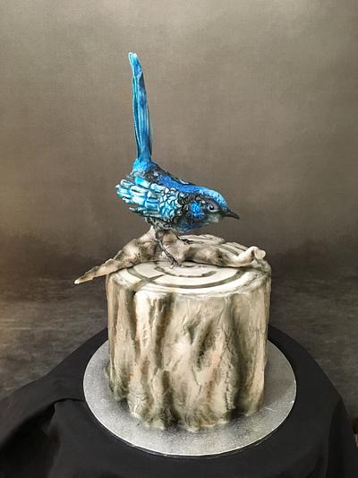 Blue Bird and log - Cake by  Sue Deeble