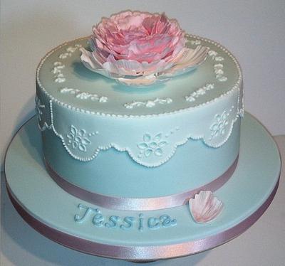 Broderie Anglaise & Peony Cake - Cake by ClearlyCake