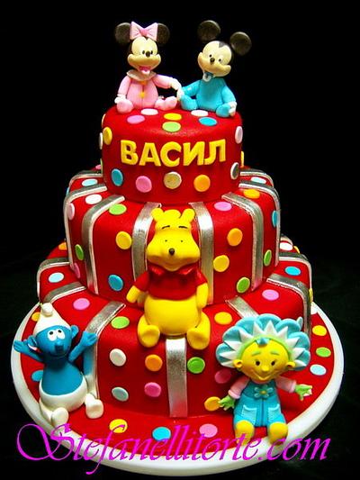 Red cake with cartoon characters - Cake by stefanelli torte
