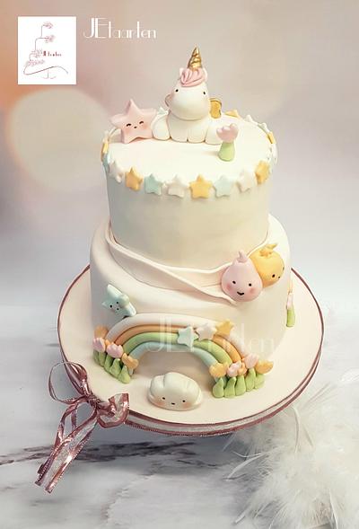 Babys first birthday cake with smashcake - Cake by Judith-JEtaarten