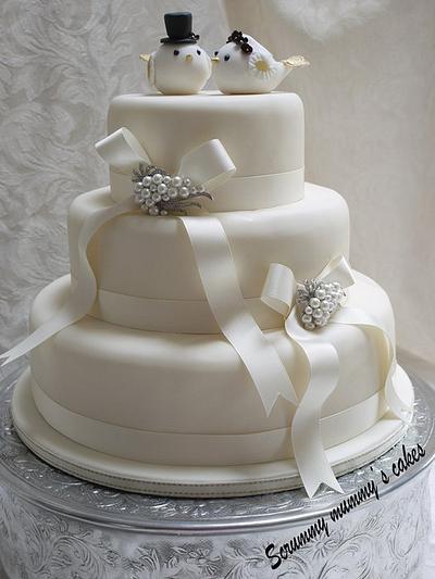 Lovebirds Wedding Cake - Cake by Scrummy Mummy's Cakes