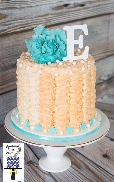Turquoise Flower Cake  - Cake by Anchored in Cake