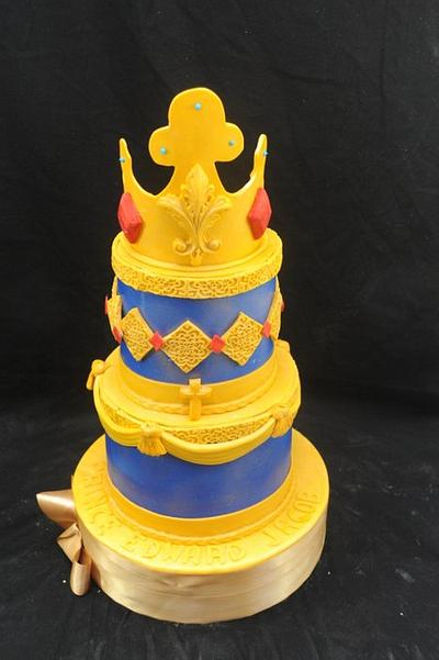 Blue and Gold Christening Cake - Cake by Sugarpixy