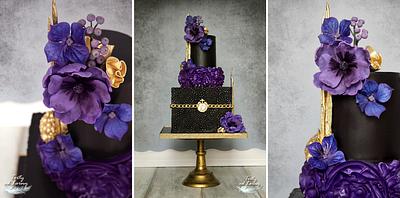 Black & gold & purple elegant - Cake by Lorna