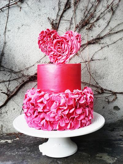 Ruffle Heart St. Valentine's Day inspired wedding cake - Cake by TheArtofCake
