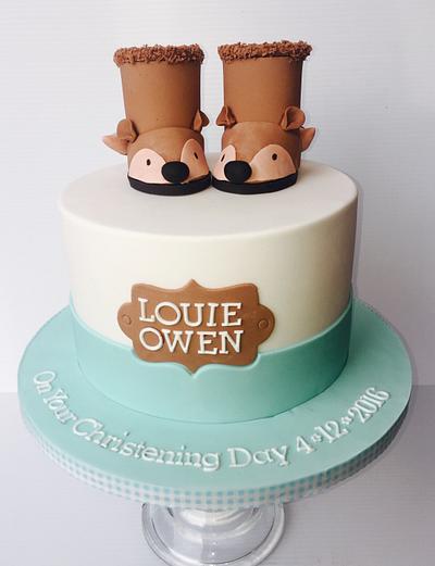 Bootie  christening cake - Cake by Claire Lynch - Quirky Cake Designs