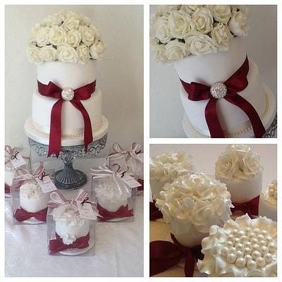 Two tie white dome rose wedding cake and gift cakes - Cake by Tickety Boo Cakes