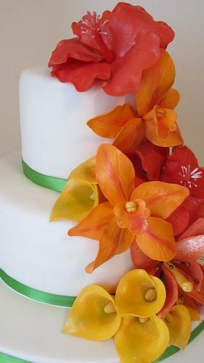 Wedding shower tropical flower cake - Cake by Denise Frenette 