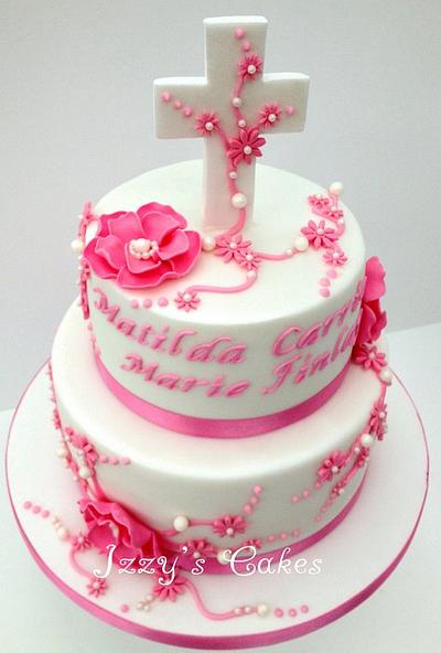 A very pink christening cake! - Cake by The Rosehip Bakery