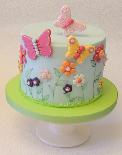 Simple Flowers & Butterflies - Cake by Shereen