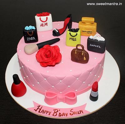 Makeup and Shopping cake - Cake by Sweet Mantra Homemade Customized Cakes Pune