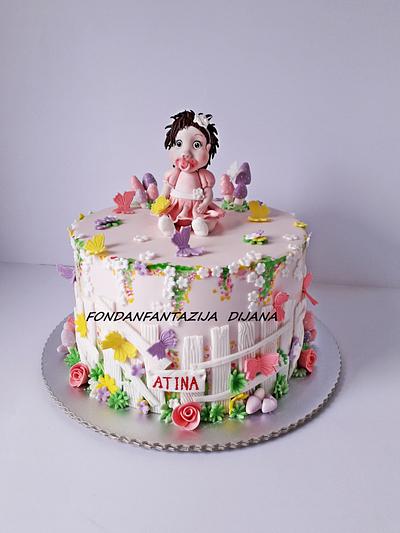 Baby girl cake  - Cake by Fondantfantasy