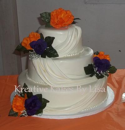 fondant swags wedding cake - Cake by lschreck06