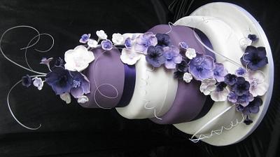 Purple  cascade wedding cake - Cake by Novel-T Cakes