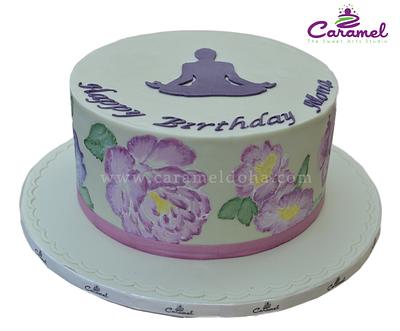 Brush Embroided Yoga Theme Cake  - Cake by Caramel Doha
