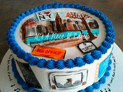 Buttercream icing, Hand Painted Fondant,  New York State of Mind... - Cake by Rebecca