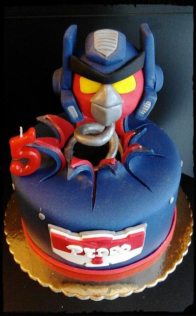 Angry birds optimus prime transformers  - Cake by Aventuras Coloridas