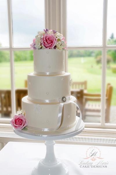 Floral Summer Wedding Cake - Cake by Lindsay Marie Cake Designs