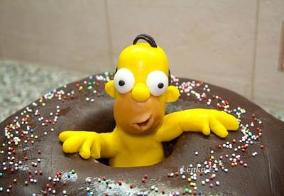 Homer Simpson and Donut - Cake by Lenkydorty