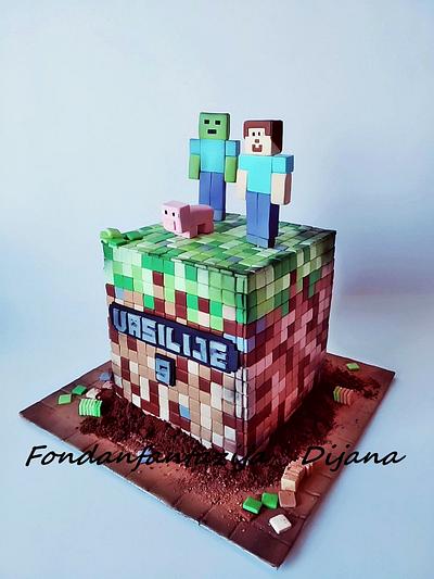 Minecraft themed cake - Cake by Fondantfantasy