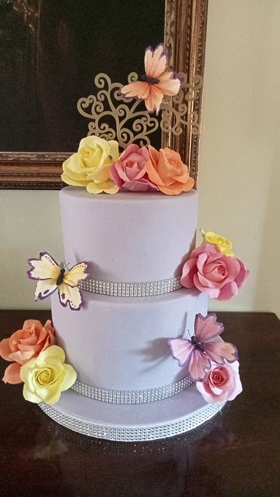 Cake lilla con rose e faralle - Cake by Federica Sampò 