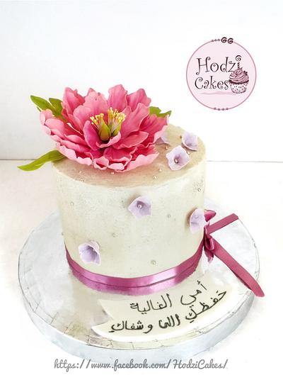 Floral Cake with sugar peony - Cake by Hend Taha-HODZI CAKES
