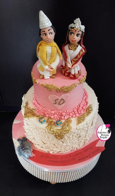My Traditional Bride & Groom  Wedding Cake - Cake by Sayantanis Culinary Delight