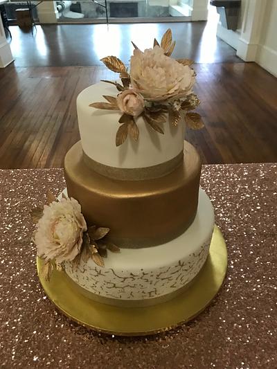 Gold Crackled Wedding Cake - Cake by Theresa