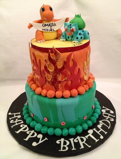 Pokeman, Bulbasaur and Charmander Birthday cake - Cake by Caroline Diaz 