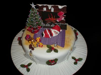 Sleeping Santa Christmas Cake - Cake by Cakes by Pat
