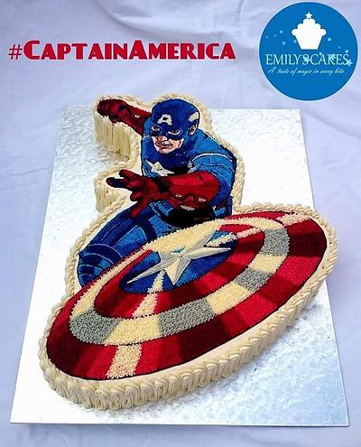 Captain America Hand-piped  - Cake by Emily's Cakes 