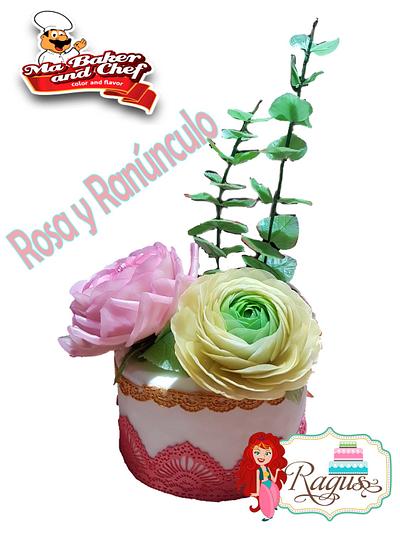 Rose Austin and Ranúnculus - Cake by Marcos
