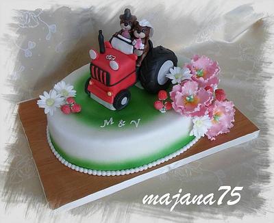 wedding ceke with tractor - Cake by Marianna Jozefikova