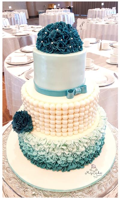 Teal ombre wedding cake theme - Cake by Hopechan