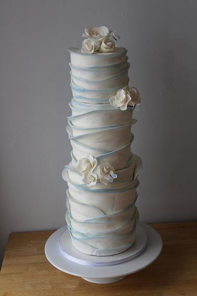 Blue Ruffle Wedding - Cake by The Little Caker