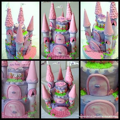 Castle Cake - Purple and Pink - Cake by Veenas Art of Cakes 