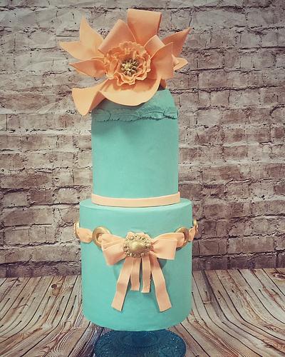 Peach Flying bow cake  - Cake by Inspired Sweetness